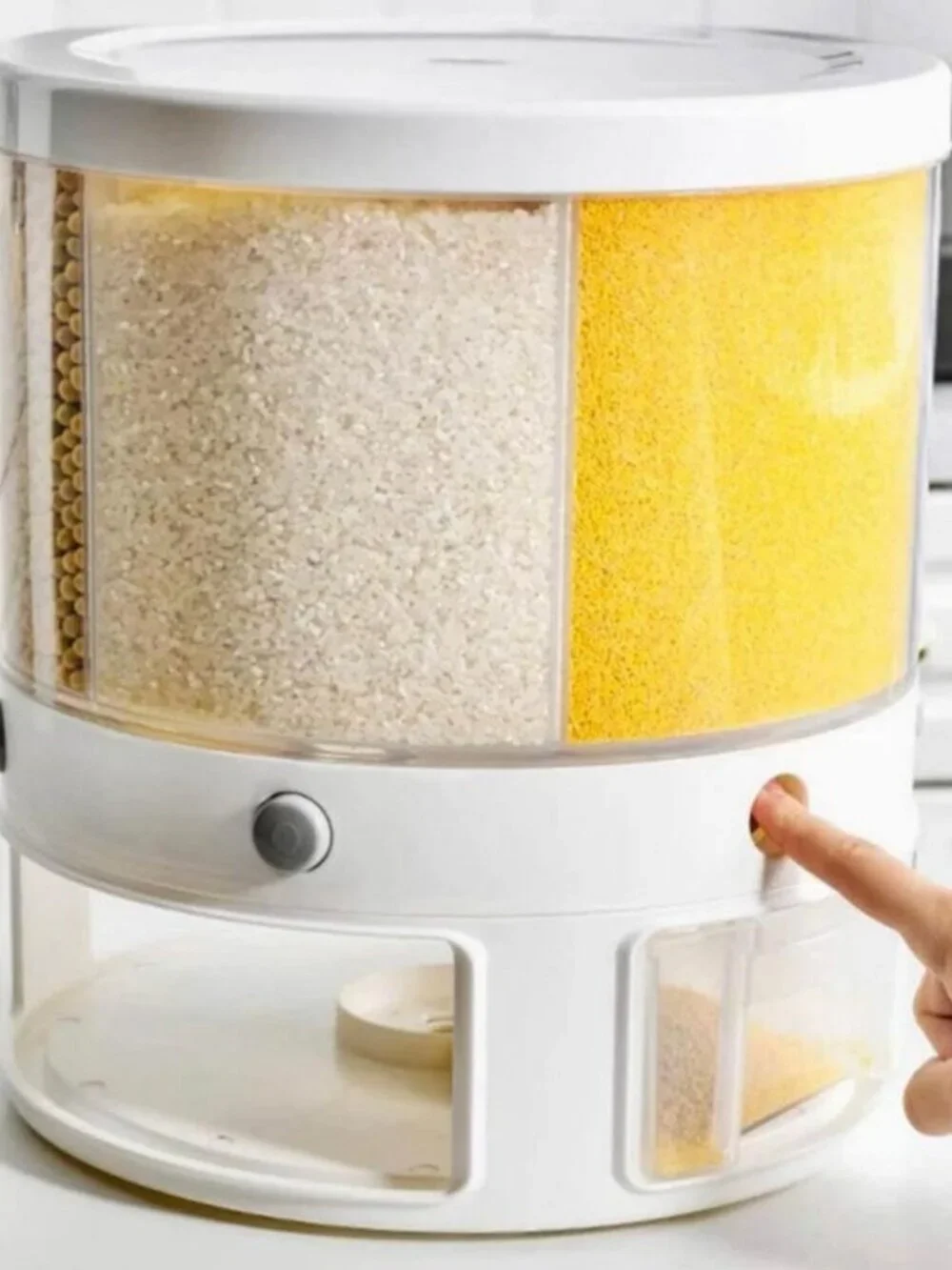 Kitchen Storage Rotating Rice Grain Cereal Dispenser Sealed Box Food Container